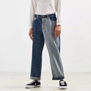 BDG Colorblock Baggy Wide Leg Jeans Mens 32x28 Cotton Hip Hop Skater *Flaw